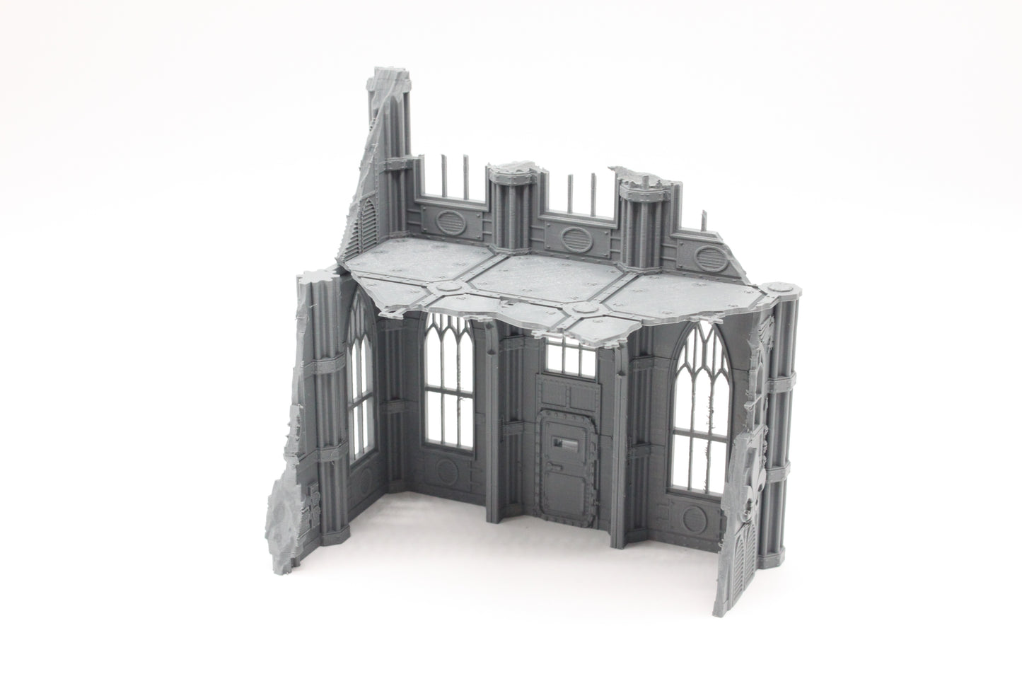 Detailed C Shaped Two Level Gothic Ruined Building
