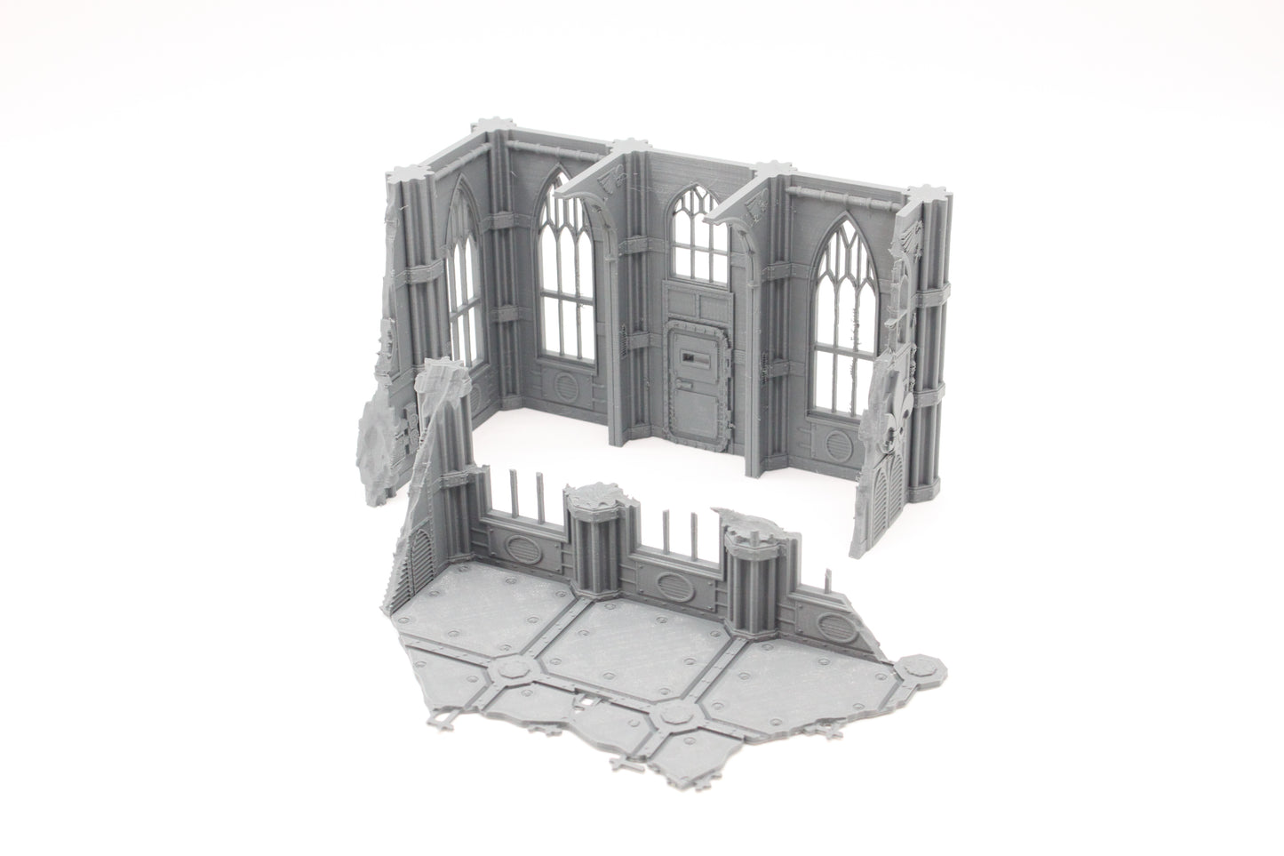 Detailed C Shaped Two Level Gothic Ruined Building