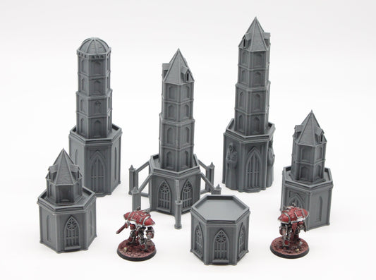 Bundle of 6 Titanicus Scale Spire Buildings